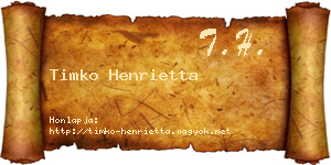 Timko Henrietta névjegykártya